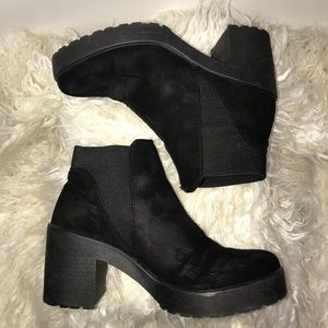 Black Ankle Stacked Platform Bootie
